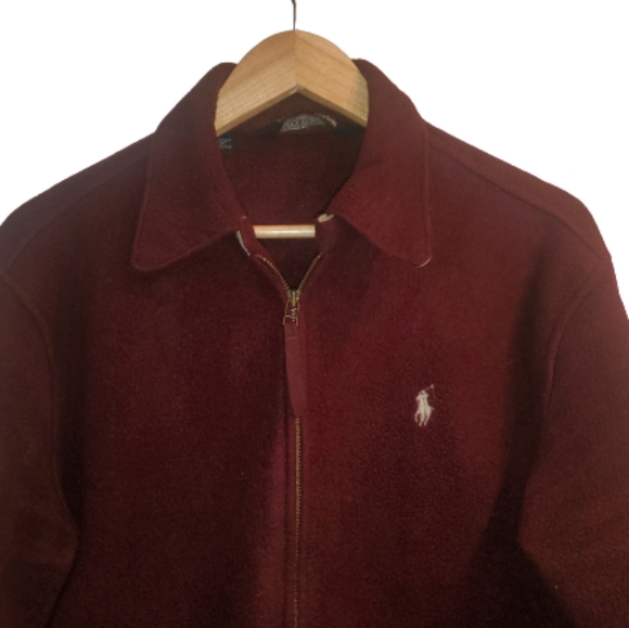 Vintage Polo RL Harrington Fleece Jacket Polartec Technology Burgundy Red - Picture 2 of 10